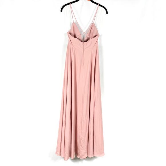 Fame & Partners Pink Gown Open Criss Cross Back Sleeveless Maxi Dress Sz 4 - Picture 7 of 8